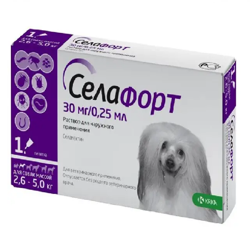 Selafort (Селафорт) by KRKA - Капли от блох, клещей и гельминтов для собак (60 мг (5-10 кг))