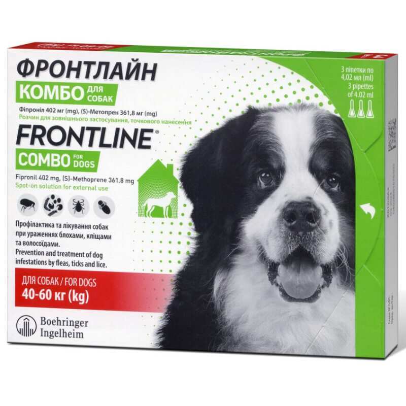 Frontline Combo (Фронтлайн Комбо) by Boehringer Ingelheim - Противопаразитарные капли от блох и клещей для собак (1 пипетка) (2-10 кг)