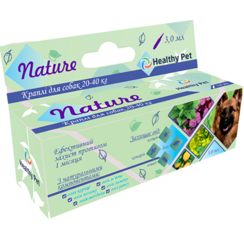 Healthy Pet (Хэлси Пет) Nature - Противопаразитарные капли на основе натуральных компонентов от блох, клещей, насекомых для собак (&amp;gt; 40 кг (1х6,0 мл))
