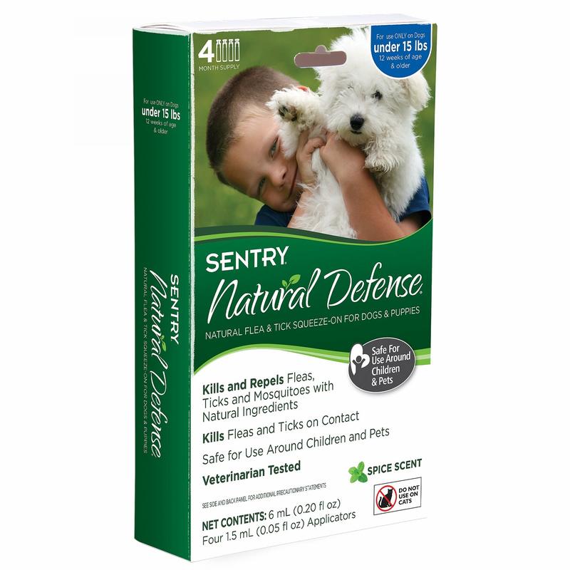 Sentry Natural Defense (Сентри Нейчерс Дефенс) Flea &amp;amp; Tick Squeeze-on for Dogs &amp;amp; Puppies - Противопаразитарные капли на холку от блох и клещей для собак и щенков (7-18 кг)
