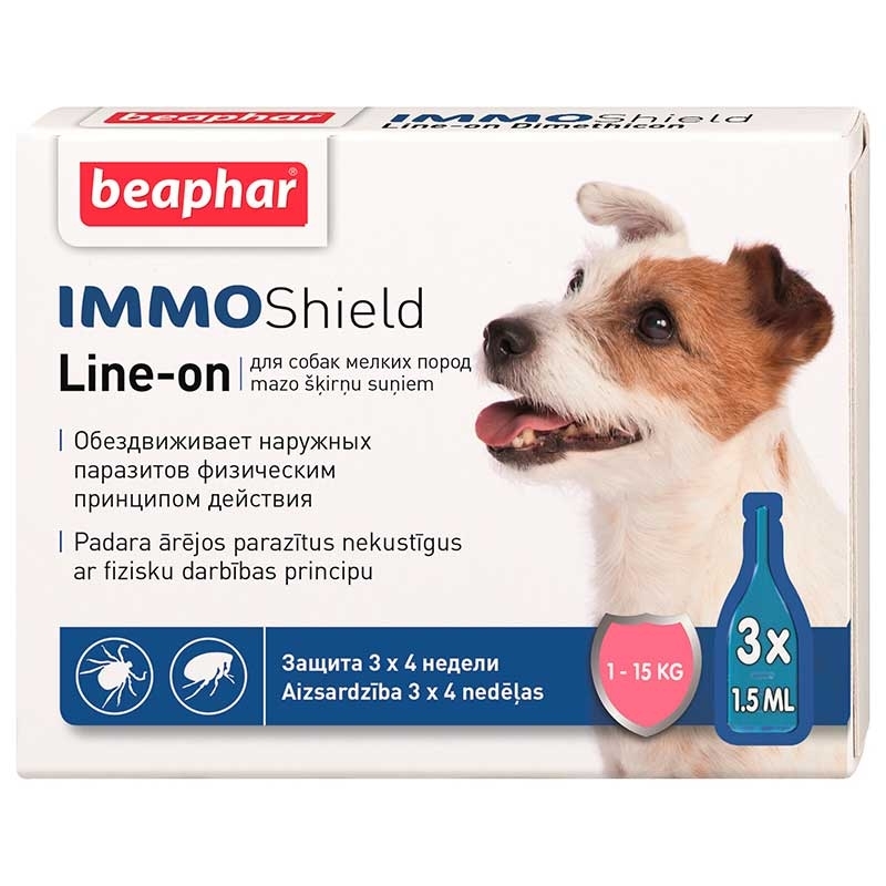 Beaphar (Беафар) IMMO Shield - Противопаразитарные капли для собак с диметиконом (3 шт.) (15-30 кг (3шт./уп))