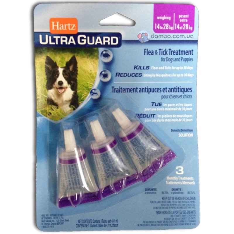 Hartz (Харц) UltraGuard Flea&amp;amp;Tick Drops for Dogs and Puppies - Капли Ультра Гард от блох для собак 3 в 1 (6-14 кг)
