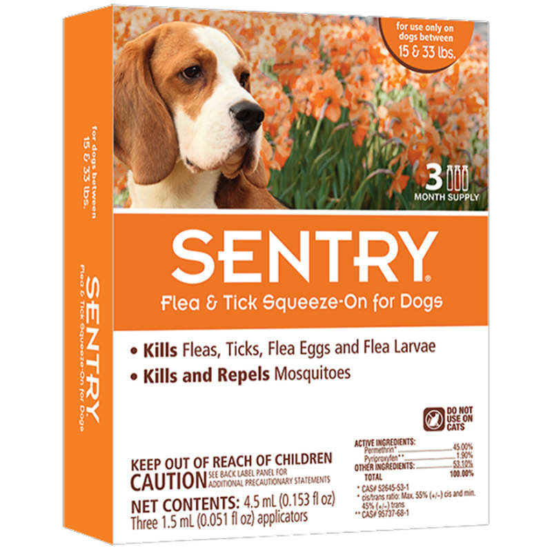 Sentry (Сентри) Flea &amp;amp; Tick Squeeze-On for Dogs - Противопаразитарные капли Сентри от блох, клещей и комаров для собак, 1 пипетка (менш 7 кг)