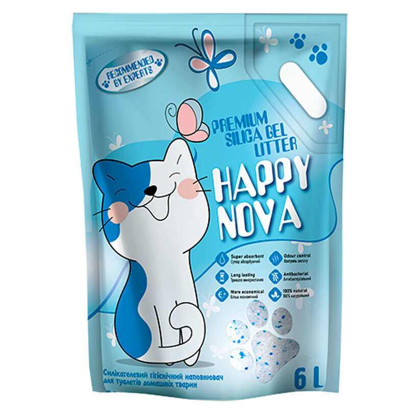 Happy Nova - Силикагелевый наполнитель без аромата для кошачьего туалета (6 л)