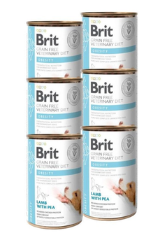 Упаковка мокрого корму для собак Brit VD Obesity, при ожирінні та надмірній вазі, 6шт*400 г (ягня та горошок) 100283/6115*6шт