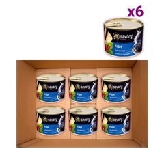Упаковка вологого корму для вибагливих котів Savory з рибою 200 г х 6 шт