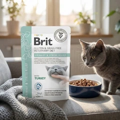 Brit VD Упаковка вологого корму Brit VetDiet з індичкою для дорослих котів усіх порід які схильні до утворення струвітних та оксалатних каменів та для заспокоєння в стресових ситуаціях, 12 шт х 85 г