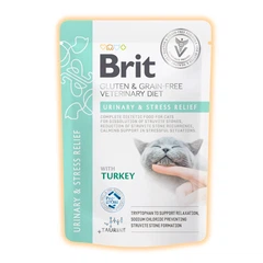 Brit VD Упаковка вологого корму Brit VetDiet з індичкою для дорослих котів усіх порід які схильні до утворення струвітних та оксалатних каменів та для заспокоєння в стресових ситуаціях, 12 шт х 85 г