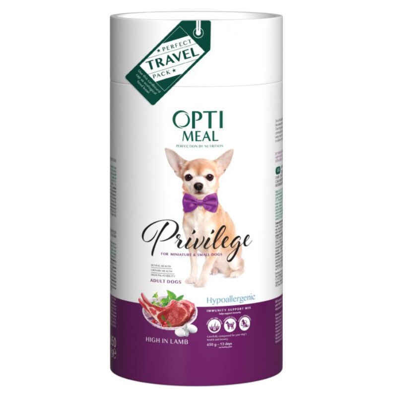 OptiMeal Small &amp;amp; Mini Dog Hypoallergenic Privilege Lamb - Гипоаллергенный полнорационный сухой корм с ягненком и рисом для собак малых и миниатюрных пород (650 г)