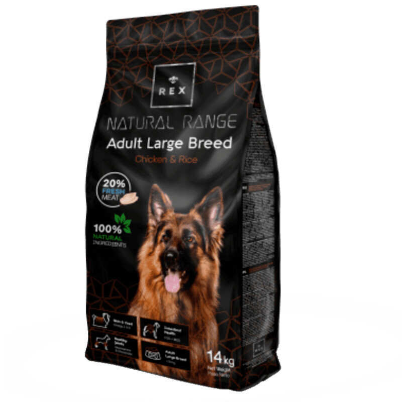 REX Natural Range (Рекс Натурал Рендж) Adult Large Chicken &amp;amp; Rice – Сухой корм со свежей курицей и рисом для взрослых собак крупных пород (14 кг)