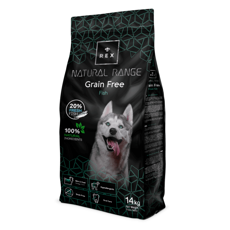 REX Natural Range (Рекс Натурал Рендж) Grain Free Fish – Сухой беззерновой корм со свежей рыбой для взрослых собак различных пород (3 кг)