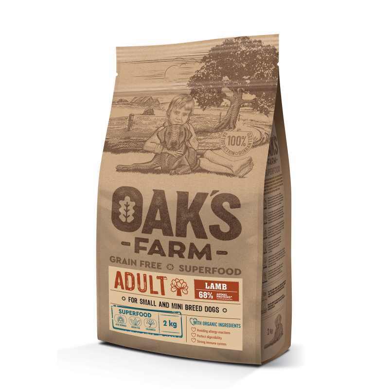 Oak's Farm Препарат Оакс Фарм Grain з ягнятиною для дорослих собак мініатюрних порід