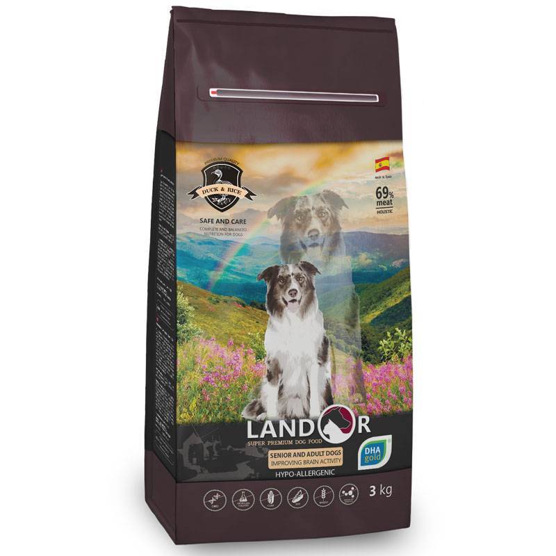 Landor (Ландор) Senior &amp;amp; Adult Duck &amp;amp; Rice - Сухой корм с уткой и рисом для пожилых и взрослых собак всех пород с функцией улучшения мозговой деятельности (15 кг)