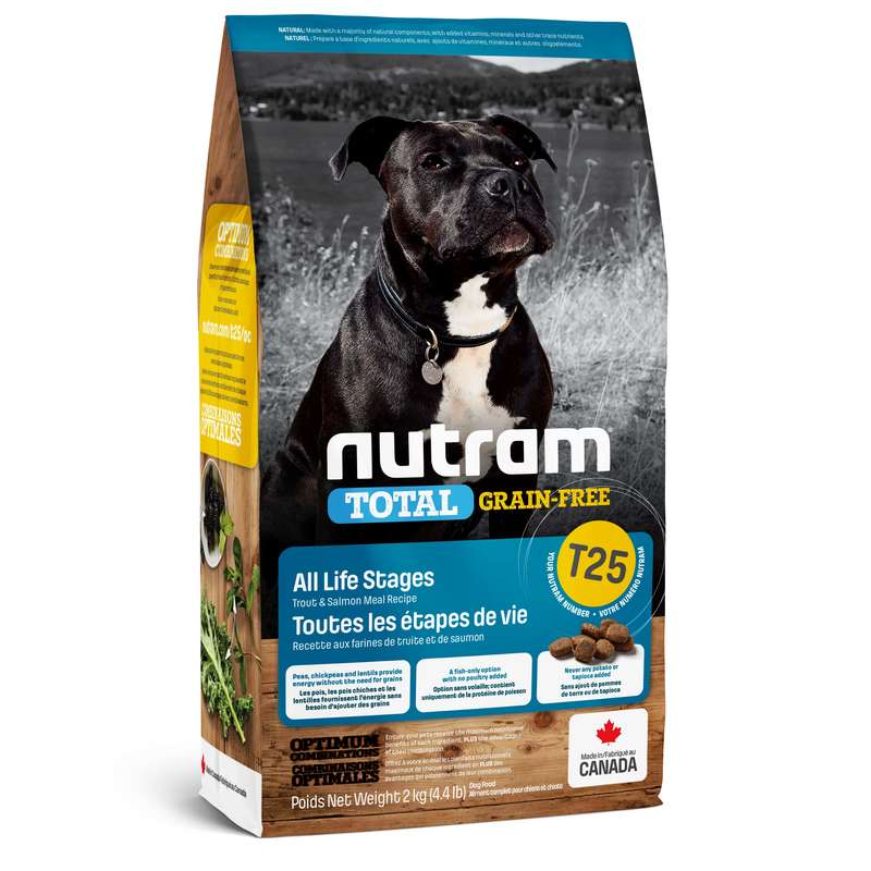 Nutram (Нутрам) T25 Total Grain-Free Salmon &amp;amp; Trout Dog - Сухой беззерновой корм с лососем и форелью для собак различных пород на всех стадиях жизни (11,4 кг)