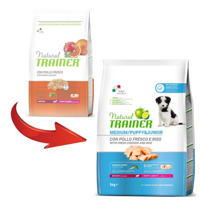 Trainer (Трейнер) Natural Puppy&amp;amp;Junior Medium - Сухой корм с курицей и индейкой для щенков и юниоров средних пород (650 г)