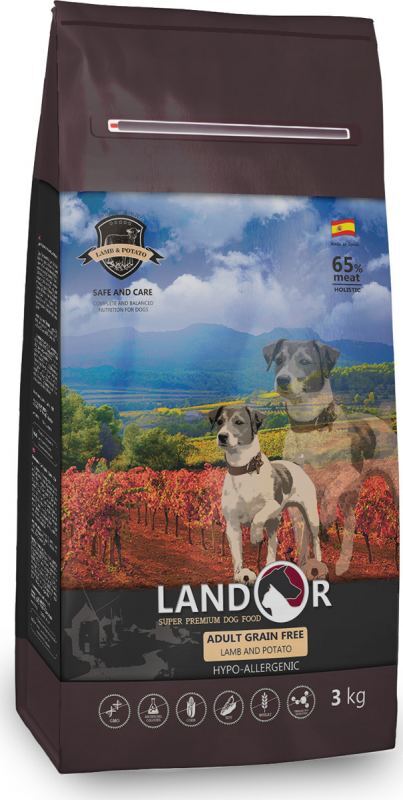 Landor (Ландор) Adult Grain Free Lamb &amp;amp; Potato - Сухой беззерновой корм с ягненком и бататом для взрослых собак всех пород (15 кг)