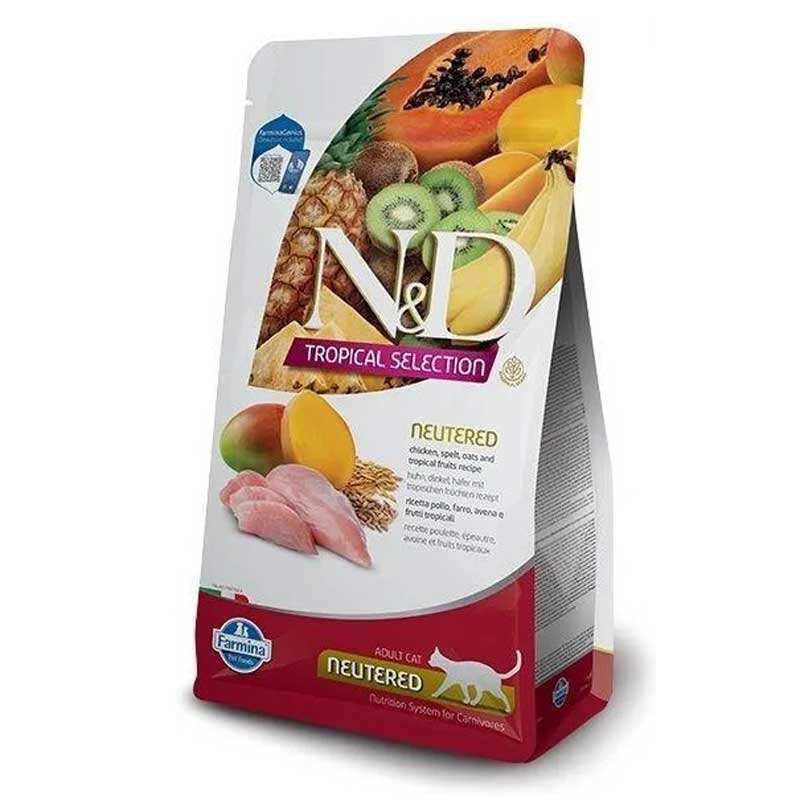 Farmina N&amp;amp;D Tropical Selection Neutered Chicken - Низкозерновой корм с курицей и тропическими фруктами для стерилизованных кошек (10 кг)