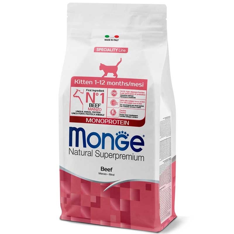 Monge Natural Superpremium Monoprotein Kitten Beef - Сухой монопротеиновый корм с говядиной для котят всех пород (1,5 кг)