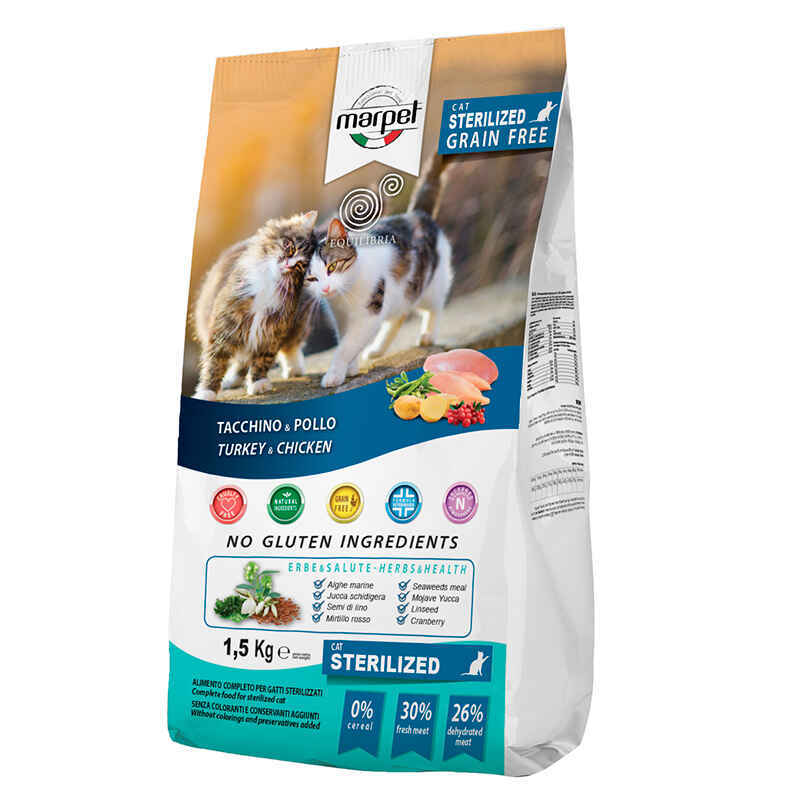 Marpet (Марпет) AequilibriaVET Grain Free Cat Sterilized Turkey &amp;amp; Chicken – Сухой беззерновой корм с курицей и индейкой для стерилизованных котов (350 г)