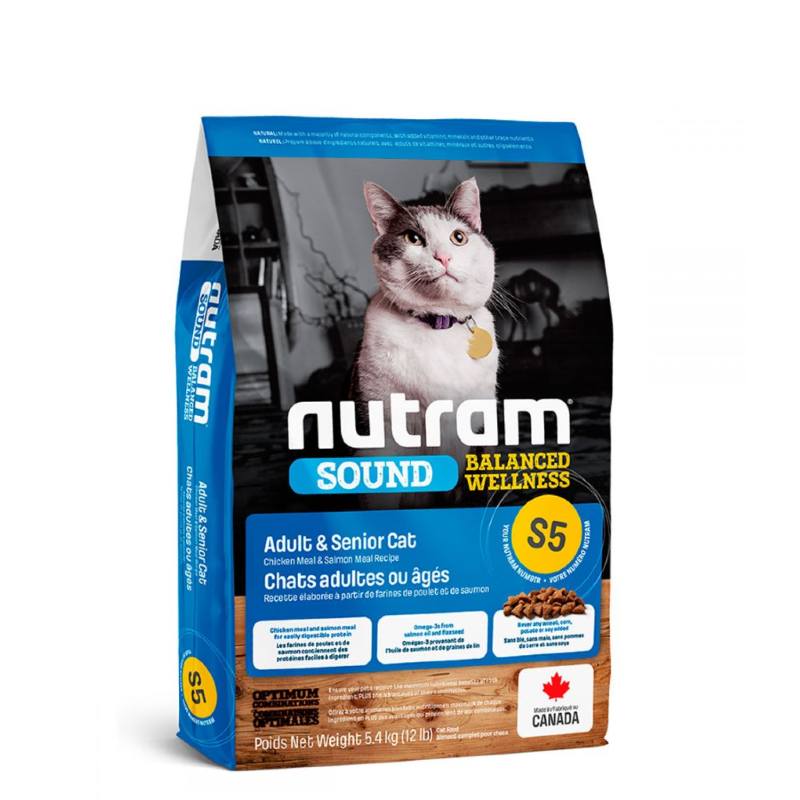 Nutram (Нутрам) S5 Sound Balanced Wellness Natural Adult&amp;amp;Senior Cat - Сухой корм с курицей и лососем для взрослых/пожилых котов (340 г)