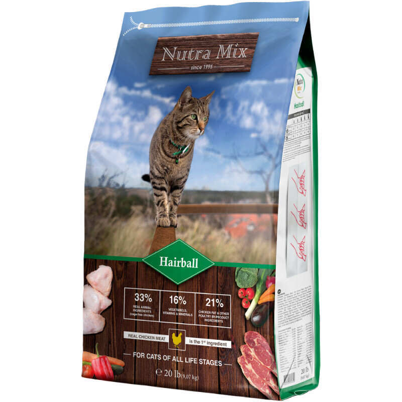 Nutra Mix (Нутра Микс) Hairball Formula - Сухой корм с курятиной, овощами и рыбой для кошек (22,68 кг)