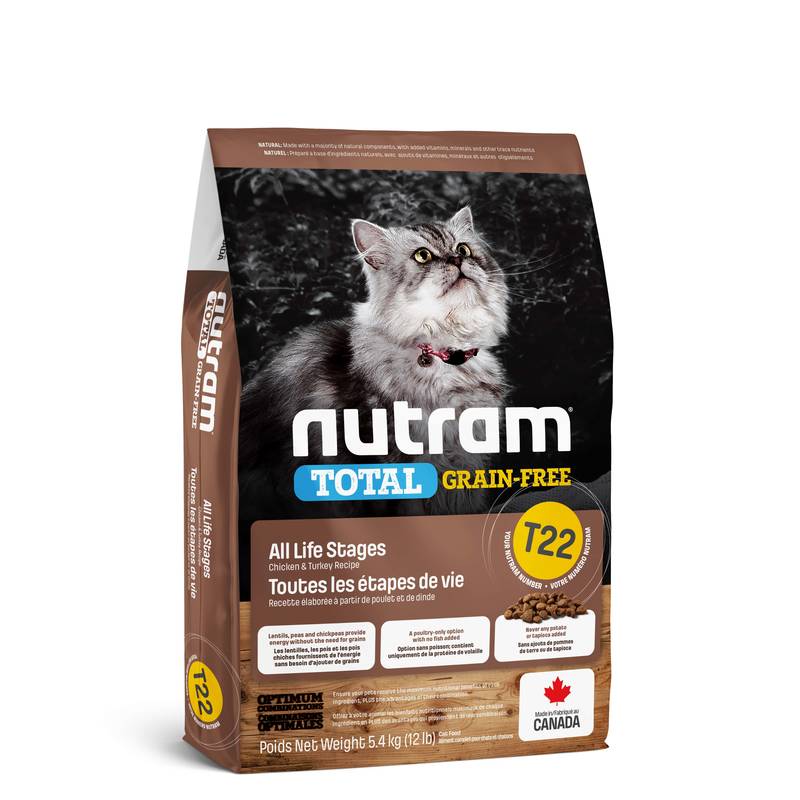 Nutram (Нутрам) T22 Total Grain-Free Turkey&amp;amp;Chicken Cat - Сухой корм с курицей и индейкой для кошек и котят (340 г)