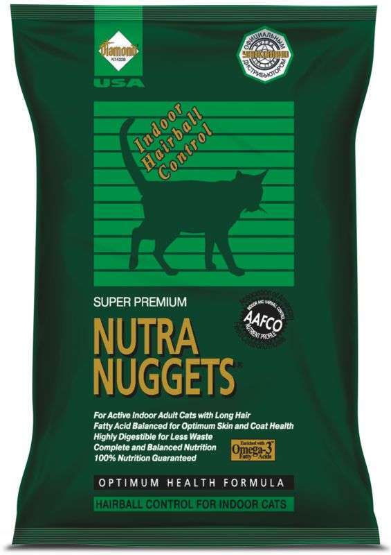Nutra Nuggets (Нутра Нагетс) Indoor Hairball Control for Cats - Сухой корм с курицей для предотвращения появления комочков шерсти у домашних котов (1 кг)