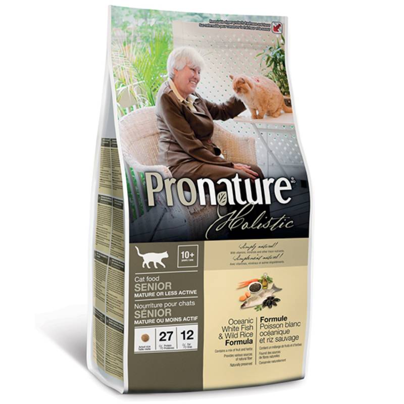 Pronature Holistic (Пронатюр Холистик) - Сухой корм с белой рыбой и рисом для пожилых/малоактивных кошек (5,44 кг)