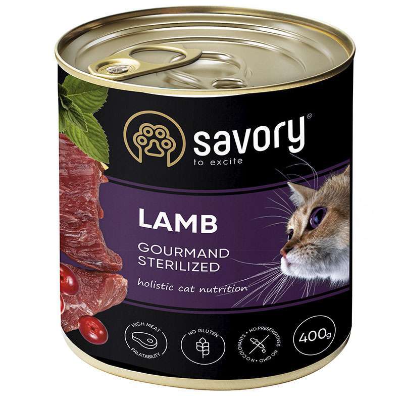 Savory Cat Gourmand Sterilized Lamb - Влажный корм c ягненком для стерилизованных котов всех пород (200 г)