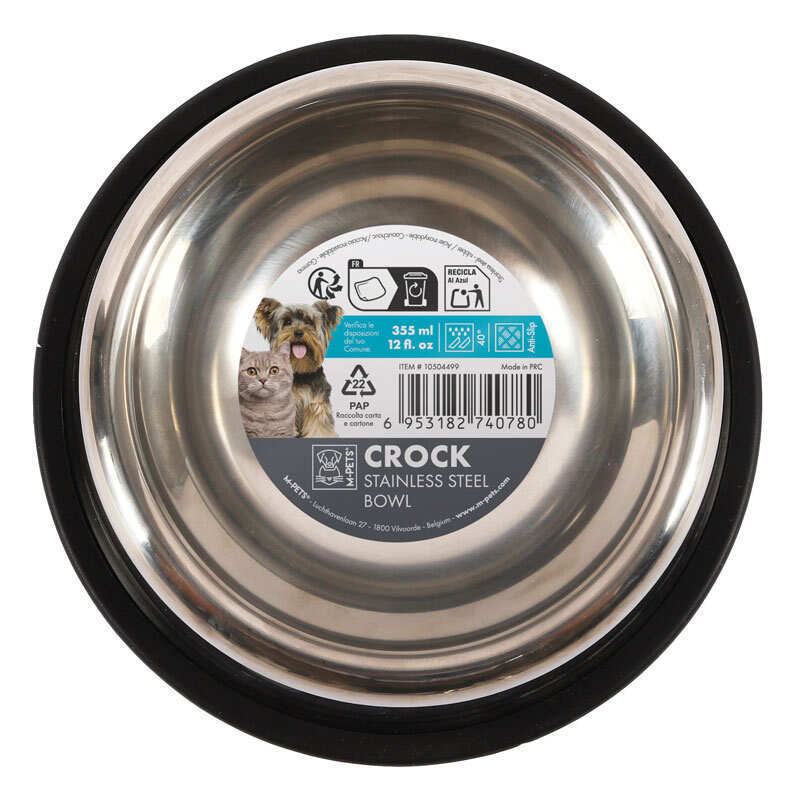 M Pets M-Pets Crock Bowl - Металлическая миска с нескользящей основой для собак и кошек (2360 мл)