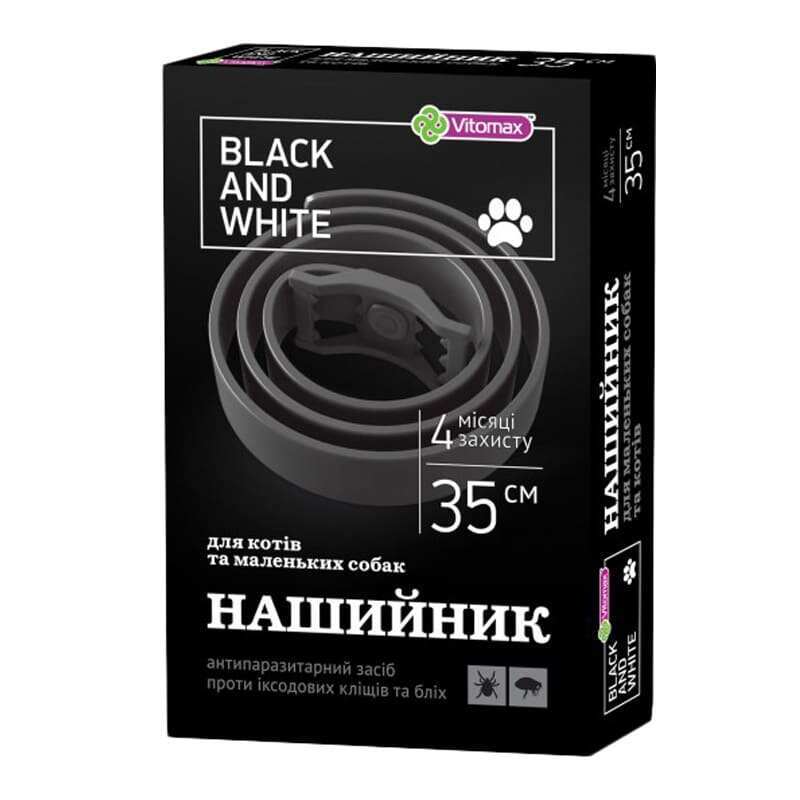 Vitomax (Витомакс) Black&amp;amp;White - Противопаразитарный ошейник против блох и клещей для котов и собак мелких пород (35 см)
