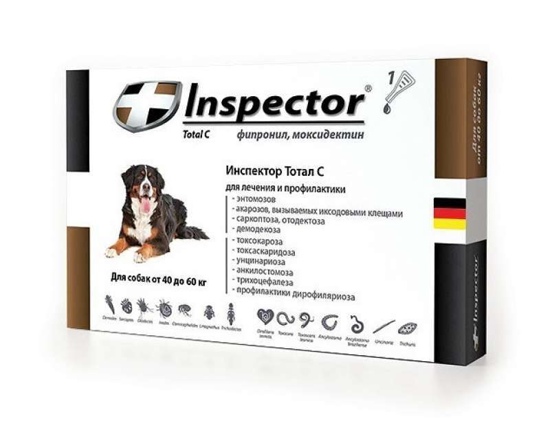 Inspector (Инспектор) Total C - Противопаразитарные капли на холку для собак от блох, клещей и гельминтов (1 пипетка) (40-60 кг)