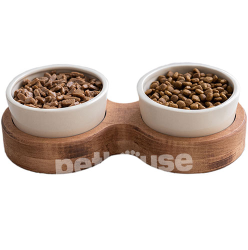 PetJoy Миски керамічні на підставці Brown Beige