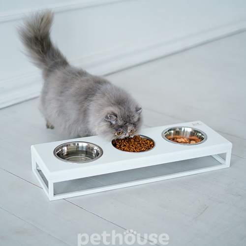 Harley and Cho Три миски на підставці Lunch Bar White wood + White