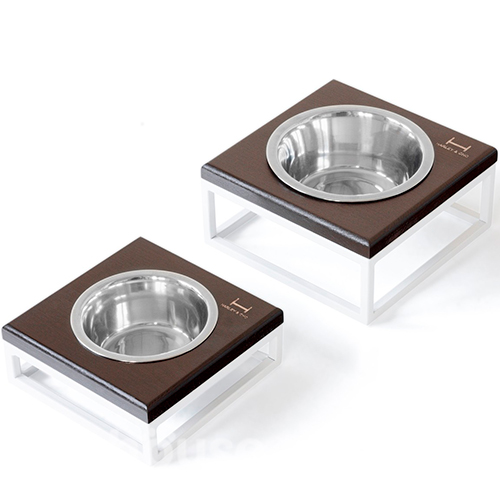 Harley and Cho Одна миска на підставці Lunch Bar Brown wood + White