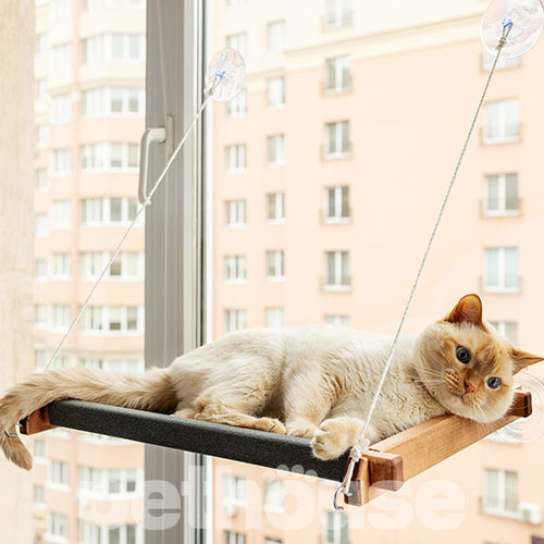 PetJoy Лежанка-гамак на вікно для котів Brown Gray
