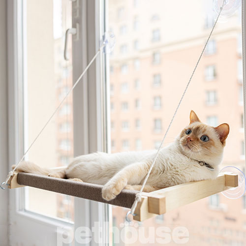 PetJoy Лежанка-гамак на вікно для котів White Beige