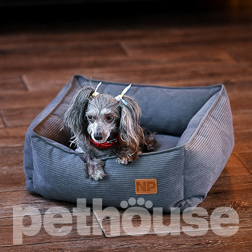 Noble Pet Henry Velvet Grey М'який лежак з бортами для собак і котів