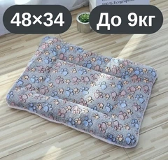 Solve М’який плюшевий килимок-лежанка для котів та собак сірий з лапками, теплий двосторонній матрацик, 48×34, до 9 кг KT8001182