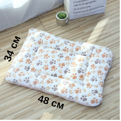 Solve М’який плюшевий килимок-лежанка для котів та собак білий з лапками, теплий двосторонній матрацик, 48×34, до 9 кг, KT8001122