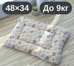 Solve М’який плюшевий килимок-лежанка для котів та собак коричневий з лапками, теплий двосторонній матрацик, 48×34, до 9 кг, KT8001172