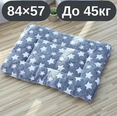 Solve М’який плюшевий килимок-лежанка для котів та собак сірий з зірками , теплий двосторонній матрацик, 84×57, до 45 кг,КТ8001135