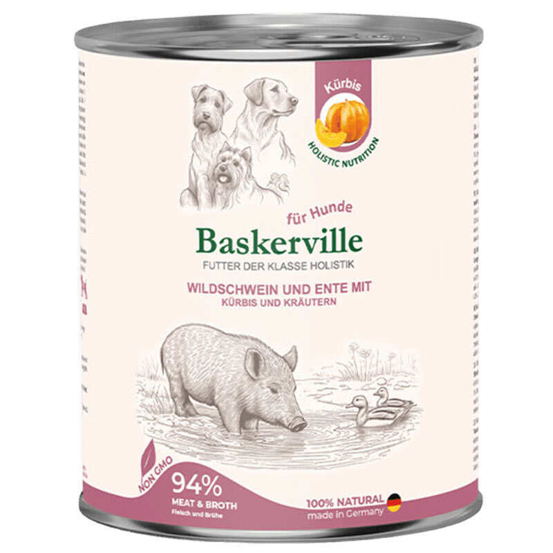 Baskerville Корм з качка м'ясо та м'ясні субпродукти м'ясо дикого кабана для собак