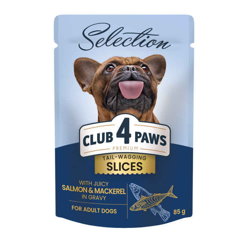 Club 4 Paws Вологий корм (шматочки в соусі) з риба лосось макрель для собак