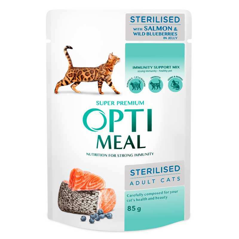Optimeal Вологий корм (шматочки в желе) з лососем для котів
