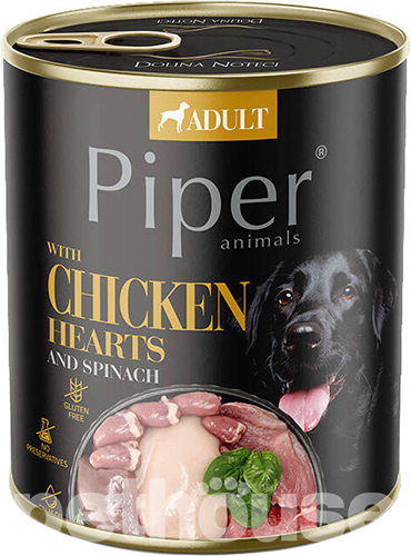 Dolina Noteci Piper Cans Adult with Chicken hearts and Spinach — Вологий корм для собак