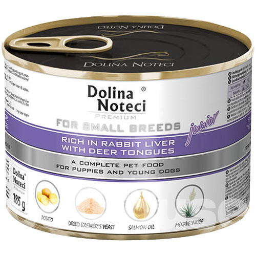 Dolina Noteci Premium Cans Junior Small Breeds rich in Rabbit liver with Deer tongues — Вологий корм для собак малих порід