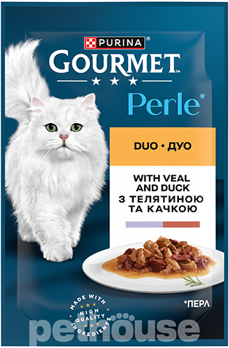 Gourmet Вологий корм (шматочки в соусі) з качка м'ясо та м'ясні субпродукти телятина для котів