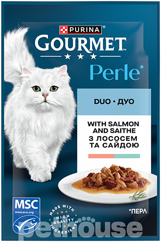 Gourmet Вологий корм (шматочки в соусі) з м'ясо та м'ясні субпродукти риба лосось для котів