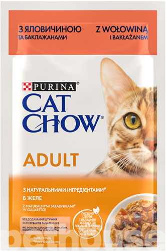 Cat Chow Вологий корм (шматочки в желе) з м'ясо та м'ясні субпродукти яловичина для дорослих котів